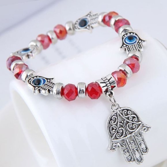 Hand of God/Evil Eye red crystal bracelet - Picture 1 of 1